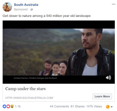 SA Tourism ad for the Flinders Ranges with a grammatical error