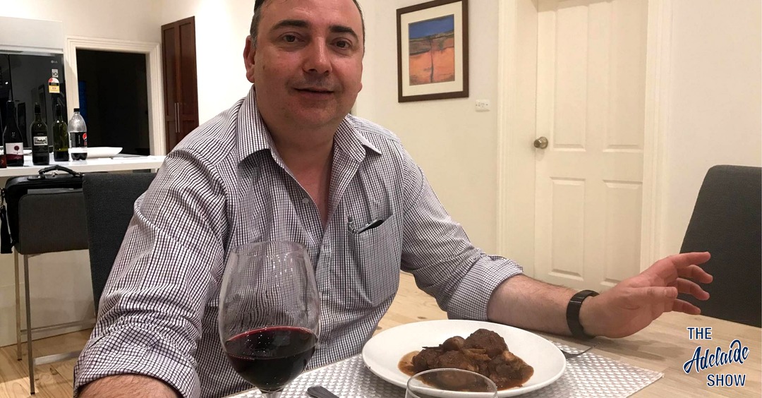 Eating Coq au Vin made with 1991 Penfolds Grange for The Adelaide Show Podcast 227