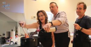 The 1991 Penfolds Grange being poured into the Coq au Vin on The Adelaide Show Podcast 227