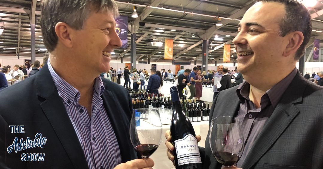 Steve Davis and Greg Follett on the floor of the 2019 Royal Adelaide Wine Show