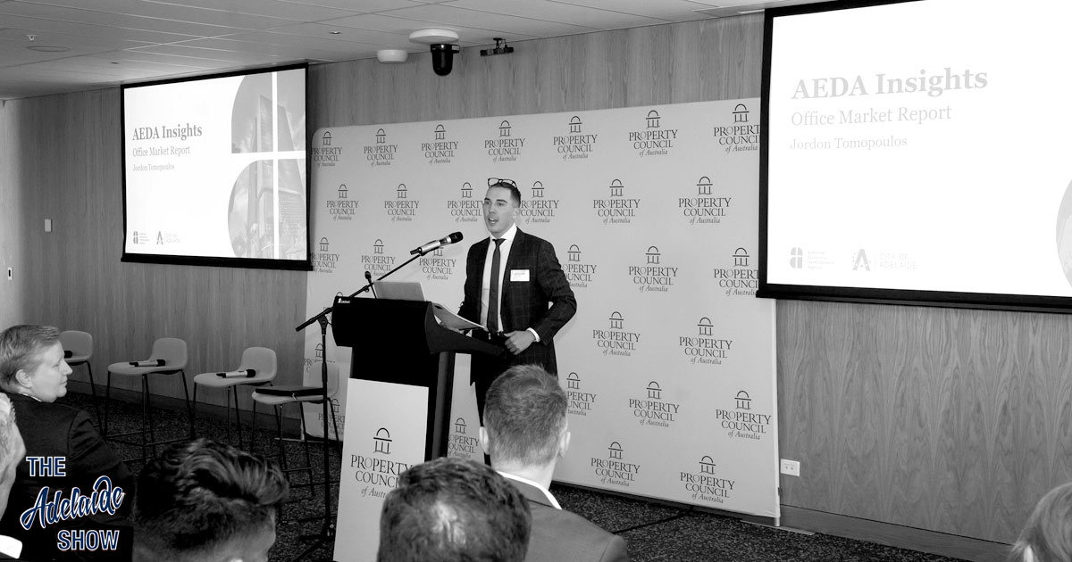 The Economic Weather Forecast For Adelaide - Jordon Tomopoulos Pictured Speaking On Behalf Of AEDA At The Property Council